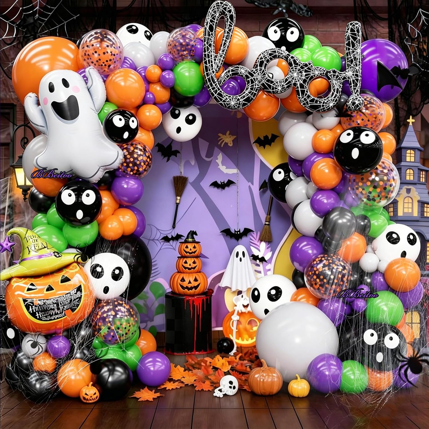 Balloon Arch Kit - 184Pcs Halloween Balloon Arch Kit with