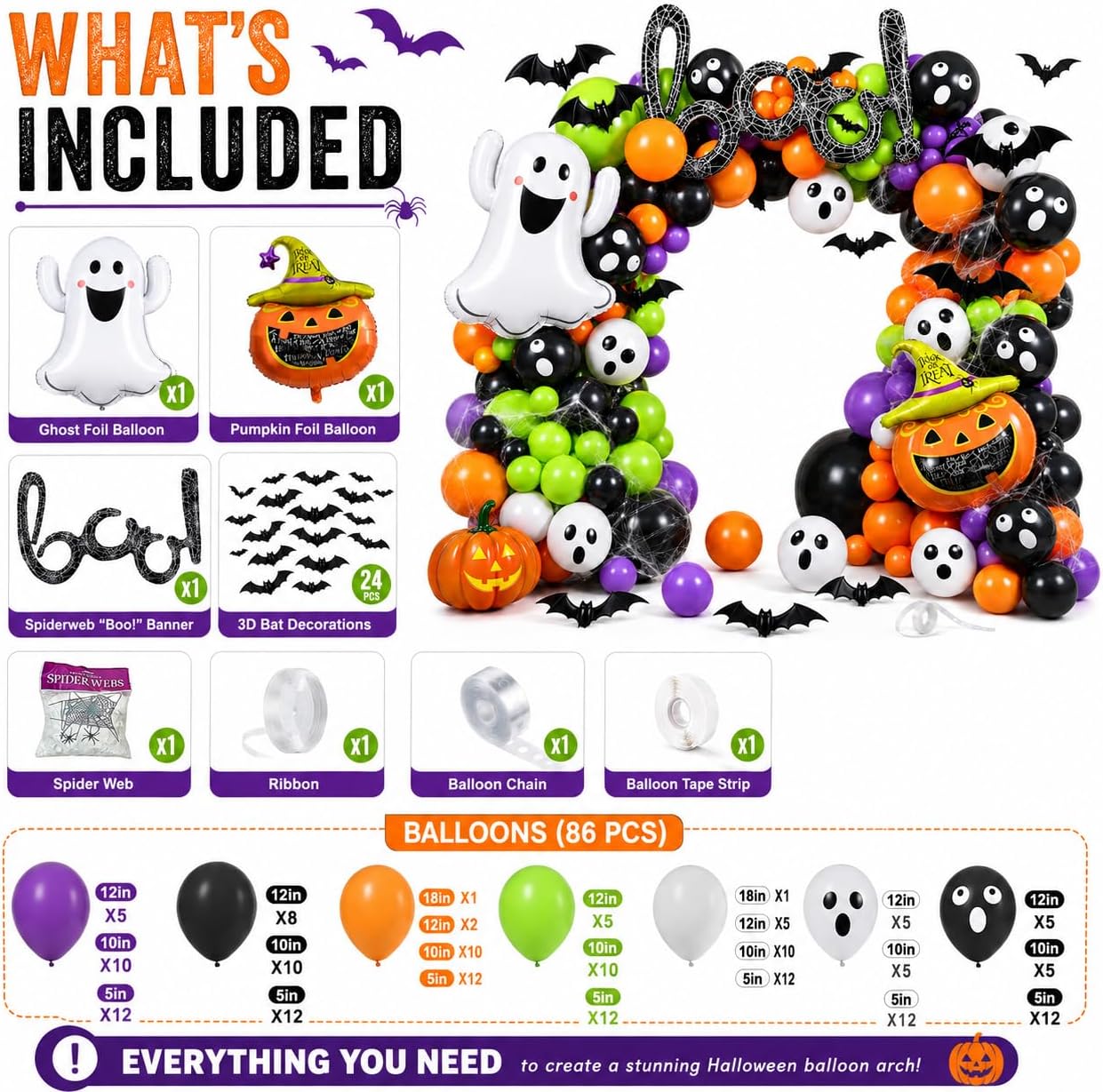 184Pcs Halloween Balloon Arch  - Balloon Arch Kit 评论和价格