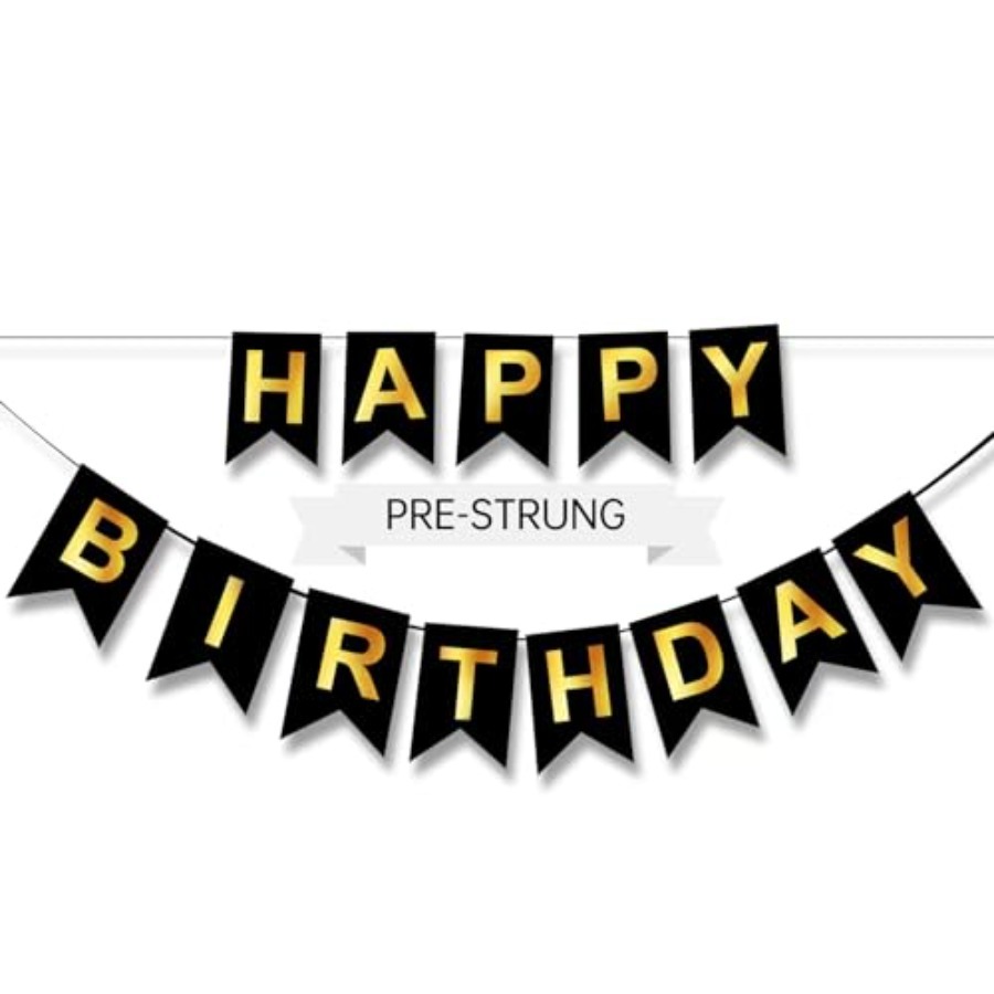 Happy Birthday Banner,Pre-Stru - Party Banner Gold 评论和价格