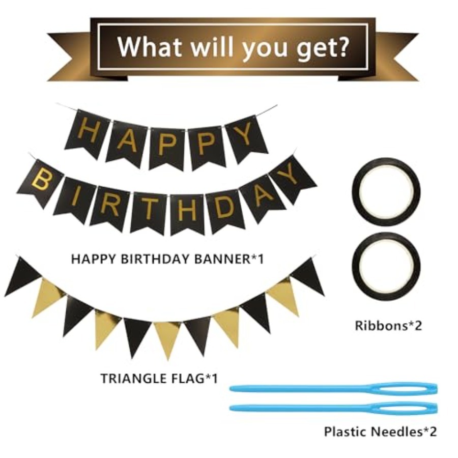 Black and Gold Striped Banner  - Party Banner Gold 评论和价格